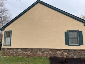 Soft wash stucco siding after